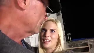 Blond beauty wants to fuck an ugly old cock for cash
